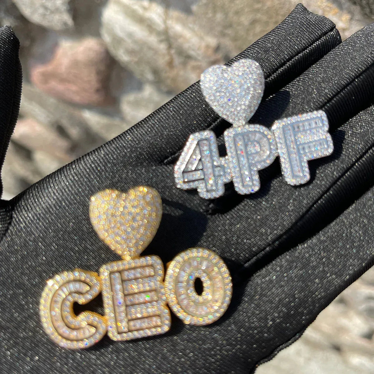 Smooth with Heart Bail Iced Out Personalized Custom Name Necklace Pendant - Luxury Custom Jewelry - CaratixJewelry